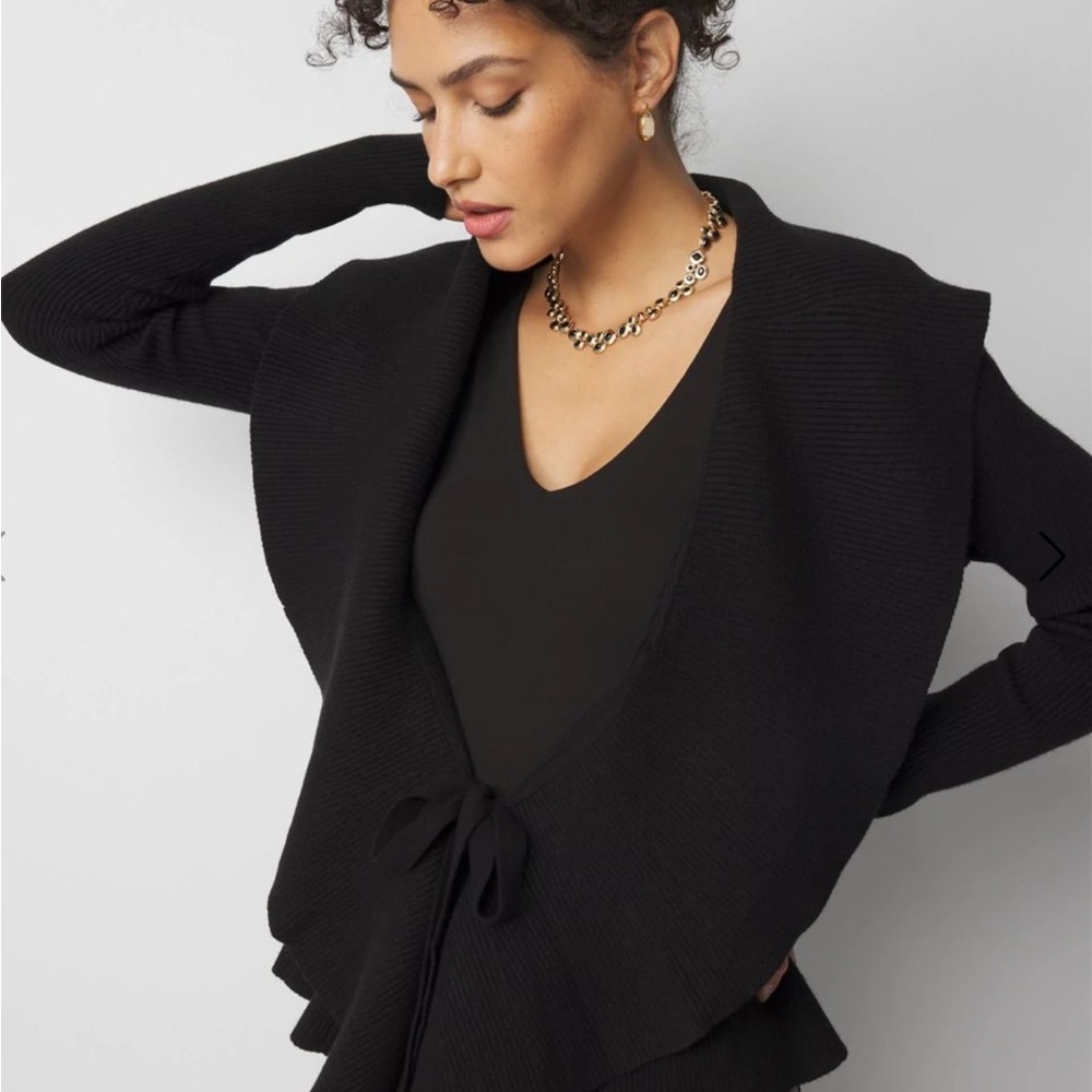 White House Black Market Peplum Sweater black medium